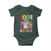 Funny 100th Day Of School Moo Deng Baby Onesie Cute Baby Hippo Colorful 100 Days