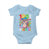 Funny 100th Day Of School Moo Deng Baby Onesie Cute Baby Hippo Colorful 100 Days