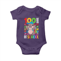 Funny 100th Day Of School Moo Deng Baby Onesie Cute Baby Hippo Colorful 100 Days