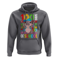 Funny 100th Day Of School Moo Deng Hoodie Cute Baby Hippo Colorful 100 Days