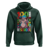 Funny 100th Day Of School Moo Deng Hoodie Cute Baby Hippo Colorful 100 Days