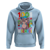 Funny 100th Day Of School Moo Deng Hoodie Cute Baby Hippo Colorful 100 Days