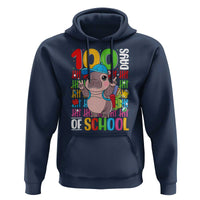 Funny 100th Day Of School Moo Deng Hoodie Cute Baby Hippo Colorful 100 Days
