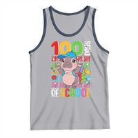 Funny 100th Day Of School Moo Deng Tank Top Cute Baby Hippo Colorful 100 Days