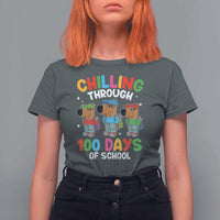 Funny Chilling Through 100 Days Of school T Shirt For Women - Wonder Print Shop