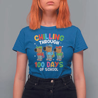Funny Chilling Through 100 Days Of school T Shirt For Women - Wonder Print Shop