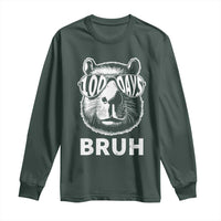 100th Day Of School Capybara Long Sleeve Shirt 100 Days Bruh Cool Capy Bara