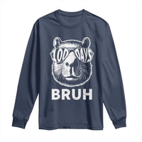 100th Day Of School Capybara Long Sleeve Shirt 100 Days Bruh Cool Capy Bara