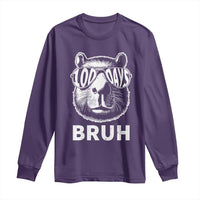 100th Day Of School Capybara Long Sleeve Shirt 100 Days Bruh Cool Capy Bara