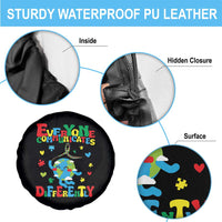 Autism Awareness Spare Tire Cover Everyone Communicates Different Puzzle Cute Earth
