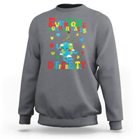 Autism Awareness Sweatshirt Everyone Communicates Different Puzzle Cute Earth - Wonder Print Shop
