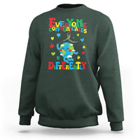 Autism Awareness Sweatshirt Everyone Communicates Different Puzzle Cute Earth - Wonder Print Shop