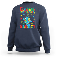 Autism Awareness Sweatshirt Everyone Communicates Different Puzzle Cute Earth - Wonder Print Shop