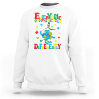 Autism Awareness Sweatshirt Everyone Communicates Different Puzzle Cute Earth - Wonder Print Shop