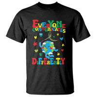 Autism Awareness T Shirt Everyone Communicates Different Puzzle Cute Earth - Wonder Print Shop
