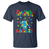 Autism Awareness T Shirt Everyone Communicates Different Puzzle Cute Earth - Wonder Print Shop