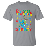 Autism Awareness T Shirt Everyone Communicates Different Puzzle Cute Earth - Wonder Print Shop