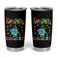 Autism Awareness Tumbler Cup Everyone Communicates Different Puzzle Cute Earth