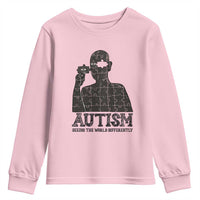 Autism Awareness Youth Sweatshirt Autistic Seeing The World From A Different Angle Aesthetic