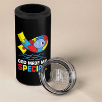 Autism Awareness 4 in 1 Can Cooler Tumbler God Made Me Special Cute Fish Puzzle Ribbon