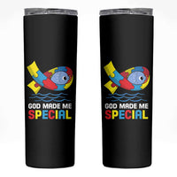 Autism Awareness Skinny Tumbler God Made Me Special Cute Fish Puzzle Ribbon