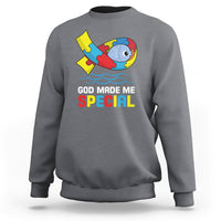 Autism Awareness Sweatshirt God Made Me Special Cute Fish Puzzle Ribbon - Wonder Print Shop