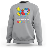 Autism Awareness Sweatshirt God Made Me Special Cute Fish Puzzle Ribbon - Wonder Print Shop