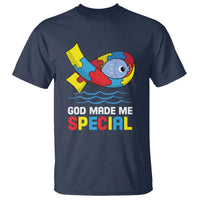Autism Awareness T Shirt God Made Me Special Cute Fish Puzzle Ribbon - Wonder Print Shop
