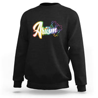 Autism Awareness Sweatshirt Artism Artist Autistic Rainbow Puzzle Aesthetic - Wonder Print Shop