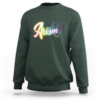 Autism Awareness Sweatshirt Artism Artist Autistic Rainbow Puzzle Aesthetic - Wonder Print Shop