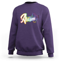 Autism Awareness Sweatshirt Artism Artist Autistic Rainbow Puzzle Aesthetic - Wonder Print Shop