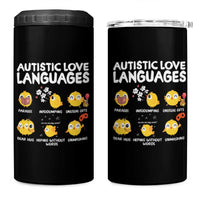 Autism Awareness 4 in 1 Can Cooler Tumbler Autistic Love Languages Cute Chick