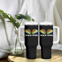 Tacos Lover LGBT Pride Tumbler With Handle Tacos N' Titties Gay Rainbow Proud