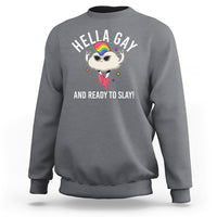 Funny LGBT Pride Sweatshirt Hella Gay And Ready To Slay Rainbow - Wonder Print Shop