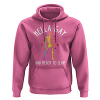Funny LGBT Pride Hoodie Hella Gay And Ready To Slay Rainbow Skeleton - Wonder Print Shop