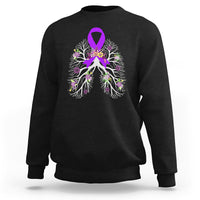 Just Breathe Purple Ribbon CF Cystic Fibrosis Awareness Sweatshirt - Wonder Print Shop