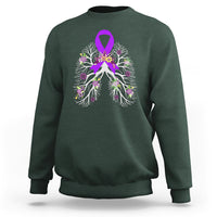 Just Breathe Purple Ribbon CF Cystic Fibrosis Awareness Sweatshirt - Wonder Print Shop
