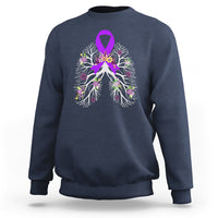 Just Breathe Purple Ribbon CF Cystic Fibrosis Awareness Sweatshirt - Wonder Print Shop