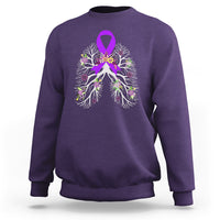 Just Breathe Purple Ribbon CF Cystic Fibrosis Awareness Sweatshirt - Wonder Print Shop