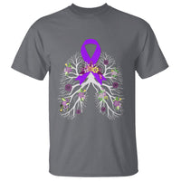 Just Breathe Purple Ribbon CF Cystic Fibrosis Awareness T Shirt - Wonder Print Shop