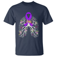Just Breathe Purple Ribbon CF Cystic Fibrosis Awareness T Shirt - Wonder Print Shop