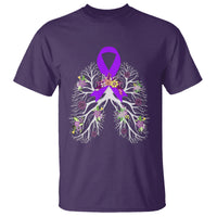 Just Breathe Purple Ribbon CF Cystic Fibrosis Awareness T Shirt - Wonder Print Shop