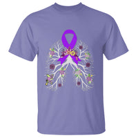 Just Breathe Purple Ribbon CF Cystic Fibrosis Awareness T Shirt - Wonder Print Shop
