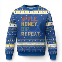 Rosh Hashanah Jewish Hanukkah Ugly Sweater Apple Honey Dip Repeat - Wonder Print Shop