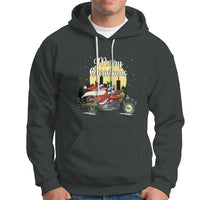 Christmas Hoodie Santa Riding Motorcycle Biker City At Night Holiday - Wonder Print Shop