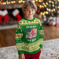 Xmas In Hawaii Ugly Christmas Sweater Ho Ho Hold My Beer Drunk Santa USA Flag - Wonder Print Shop