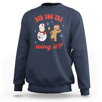 Christmas Sweatshirt Did You Try Icing It? Snowman Nurse Snap Gingerbread - Wonder Print Shop