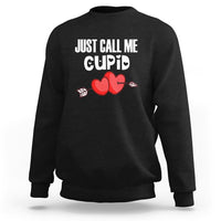 Valentine's Day Sweatshirt Just Call Me Cupid Retro Arrow Heart - Wonder Print Shop