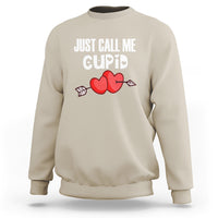 Valentine's Day Sweatshirt Just Call Me Cupid Retro Arrow Heart - Wonder Print Shop