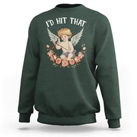 Valentine's Day Sweatshirt I'd Hit That Cupid Vintage Art Rose - Wonder Print Shop
